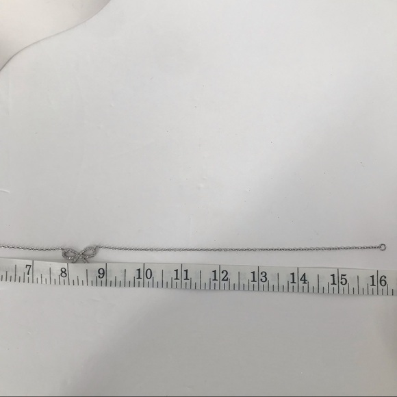 Dainty Bow Faux Diamond Silver Necklace - Picture 5 of 5